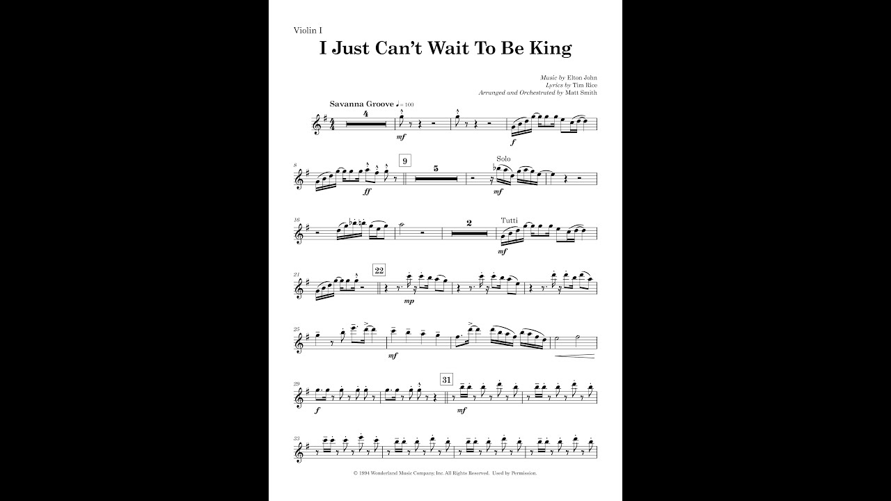I Just Can't Wait To Be King - Lion King (Orchestra with Voice arrangement)
