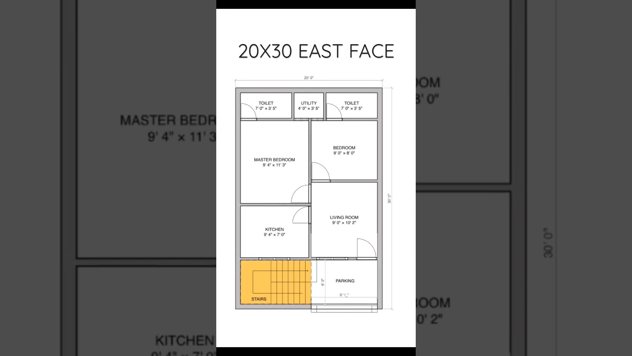 20X30 EAST FACE VASTU 2BHK HOUSE PLAN|#shorts #construction #civilengineering