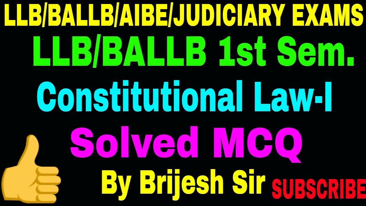 constitutional law-I solved mcq/constitutional law-I mcq in hindi/llbballb 1st sem/by brijesh sir