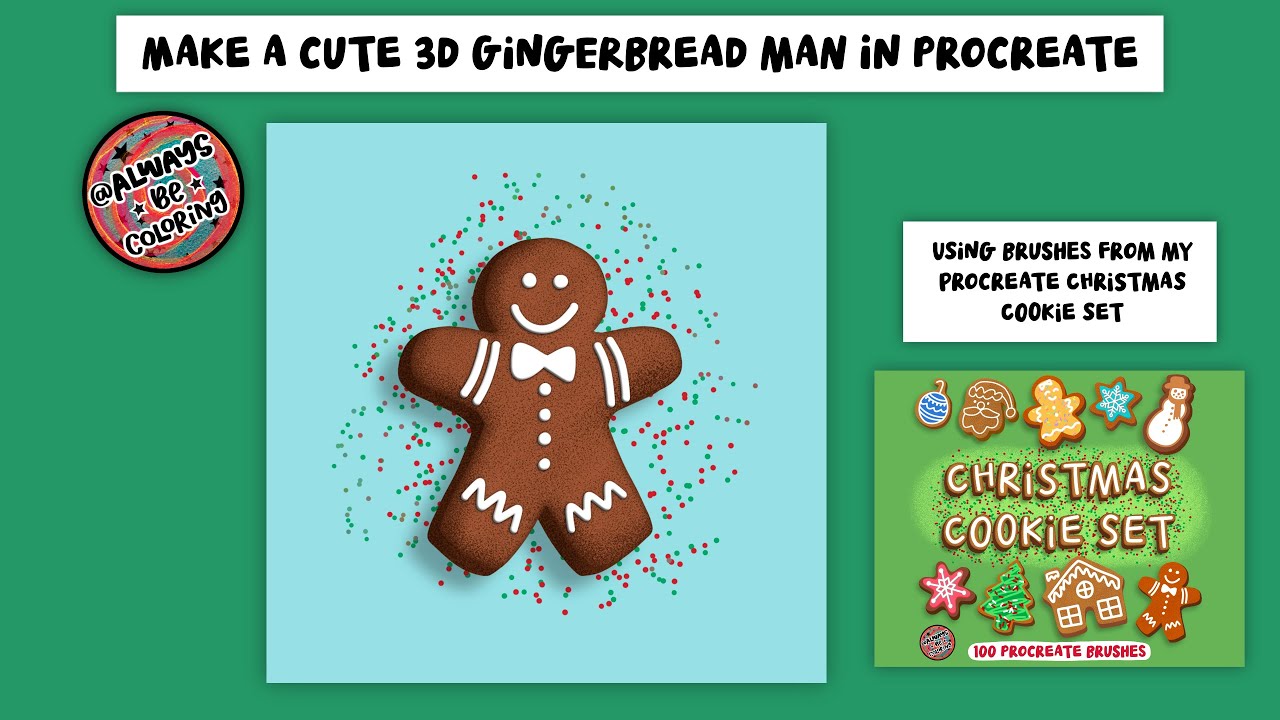 Procreate Christmas Gingerbread Cookie Tutorial #procreatebrush #procreatetutorial #procreatetips