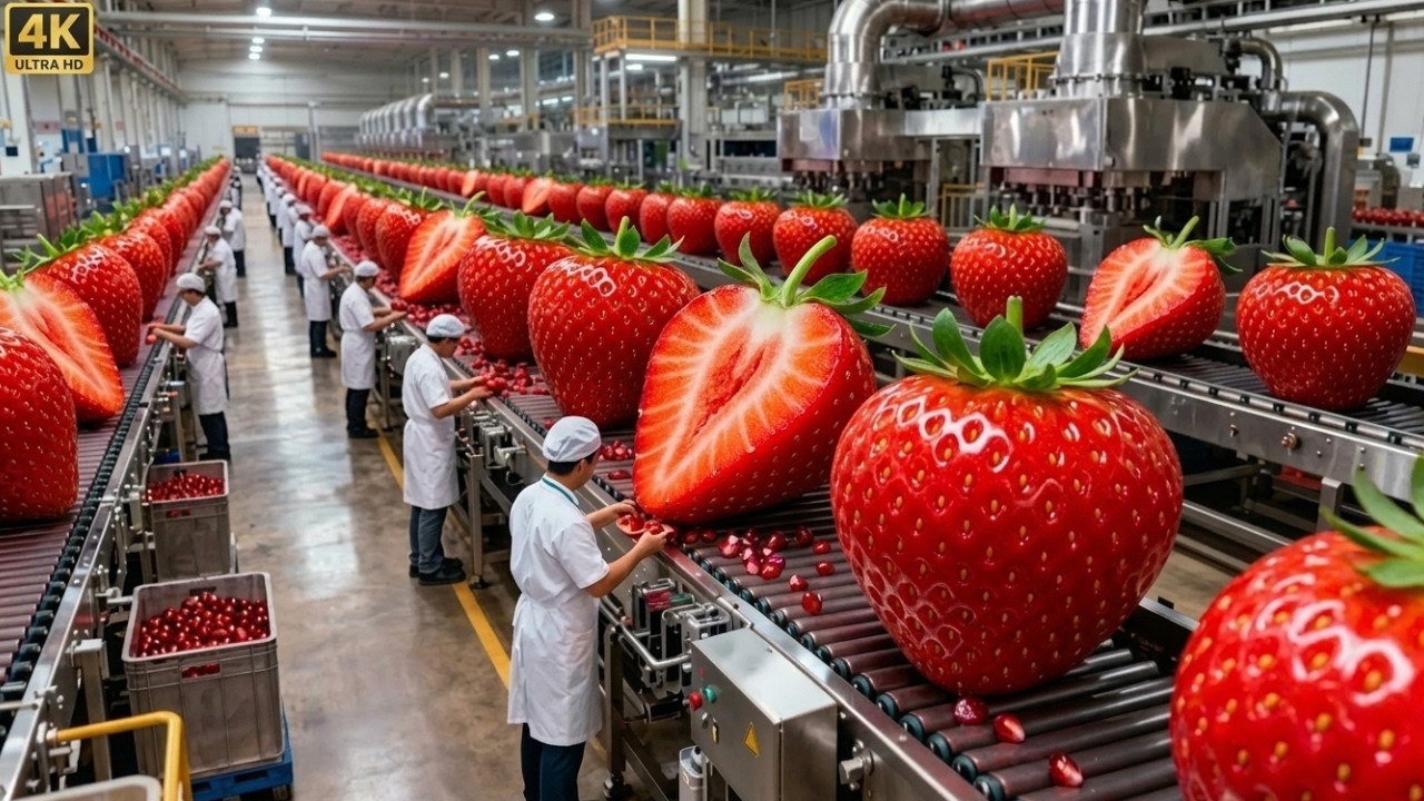 Inside the Massive Strawberry Jam Factory &ndash; How Fresh Strawberries Become Premium Jam!