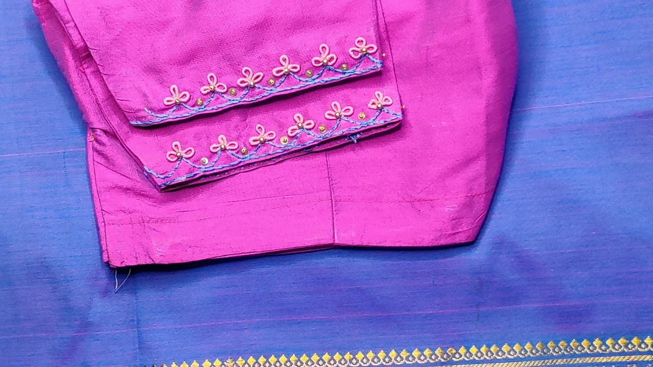 simple and easy thread work on stitched blouse