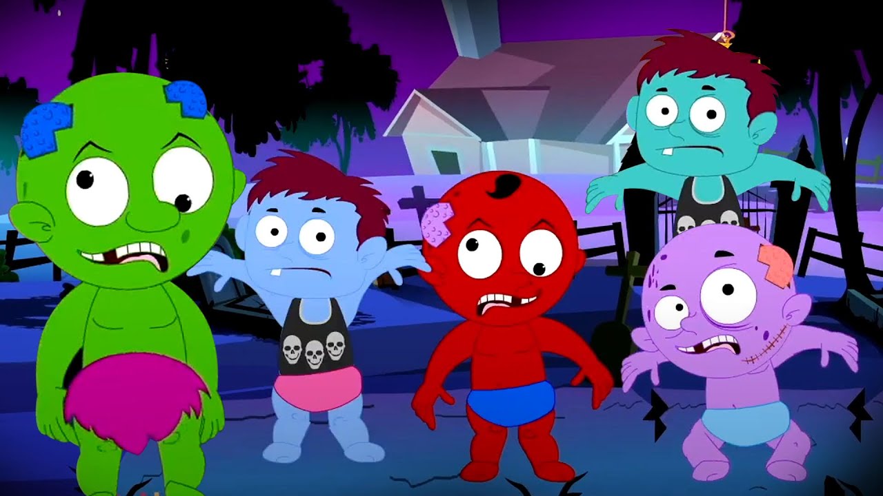 Five Little Zombies, Halloween Song and Scary Videos for Kids