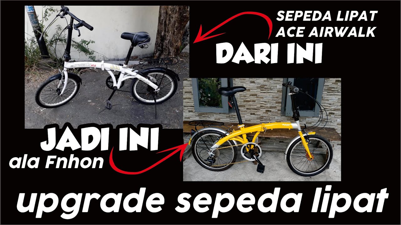 REPAINT SIMPEL DAN UPGRADE SEPEDA LIPAT ACE AIRWALK JADI ala Fnhon custom JADI 9 SPEED