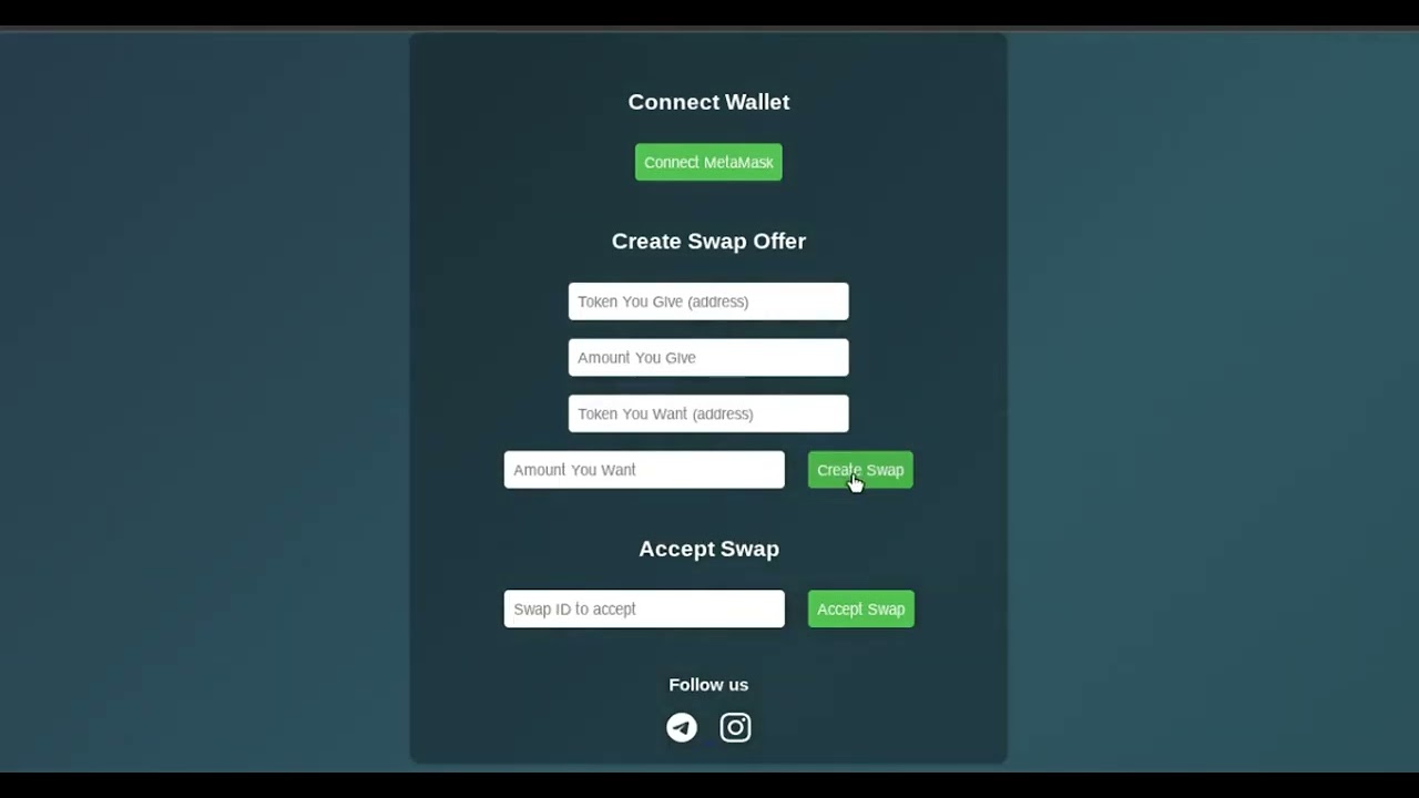 P2P Token Swap Pro is a decentralized crypto swapping interface