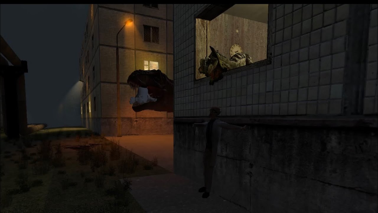 Being hunted by a T-Rex in Garry&rsquo;s mod