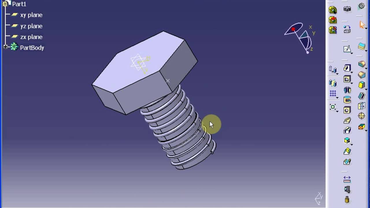Catia V5 | Bolt Scew Design | Simple HELIX