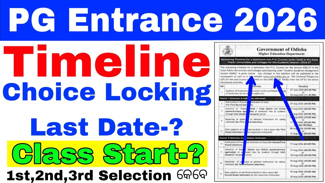 CPET PG ADMISSION TIMELINE 2026//ODISHA PG ADMISSION CLASS START DATE//CPET CHOICE LOCKING LAST DATE