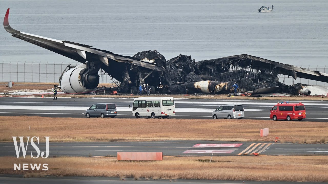 Watch: Wreckage of Japan Airlines Plane Inspected After Crash | WSJ News