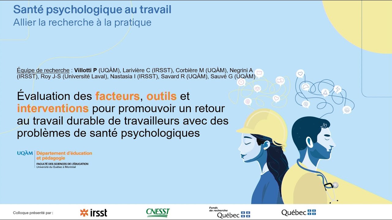 Évaluation des facteurs, outils et interventions pour promouvoir un retour au travail durable