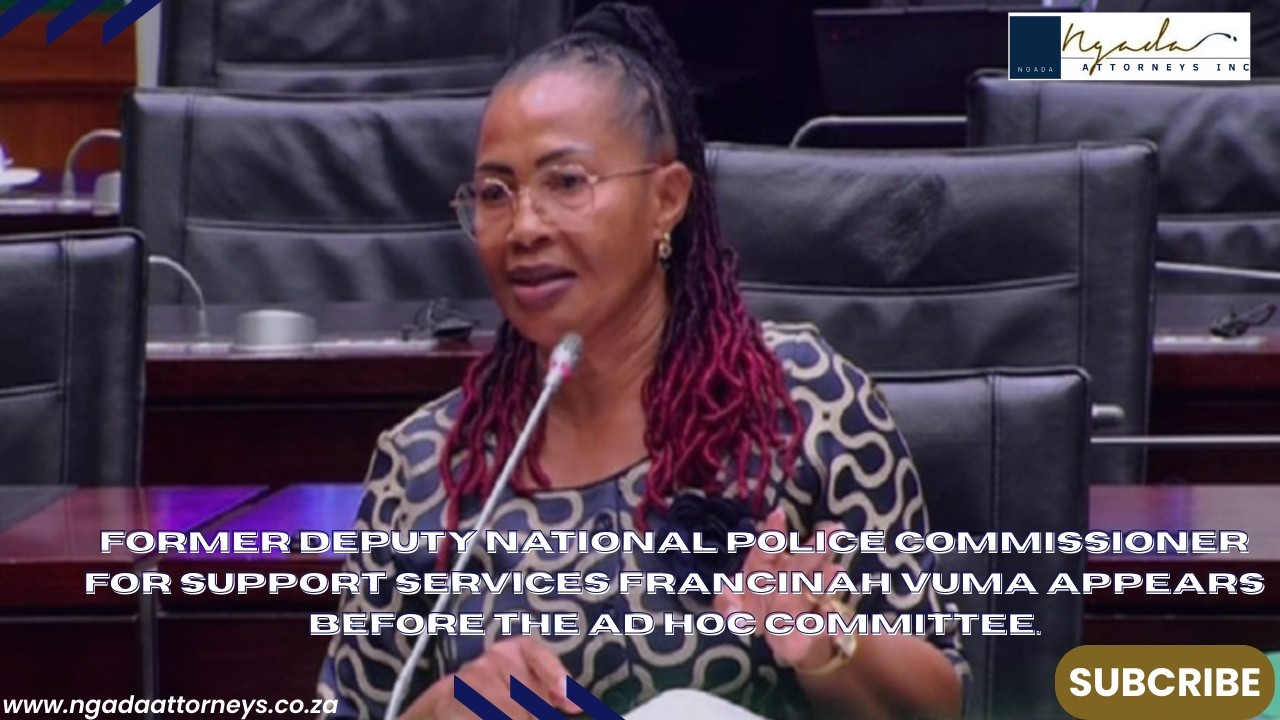 Former DNC for Support Services Francinah Vuma appears before the Ad Hoc Committee.