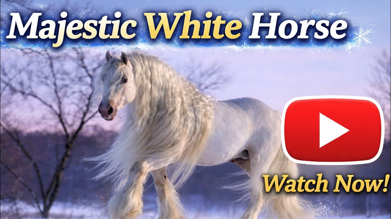 “Frozen Freedom | White Stallion Running Across Ice in Slow Motion”