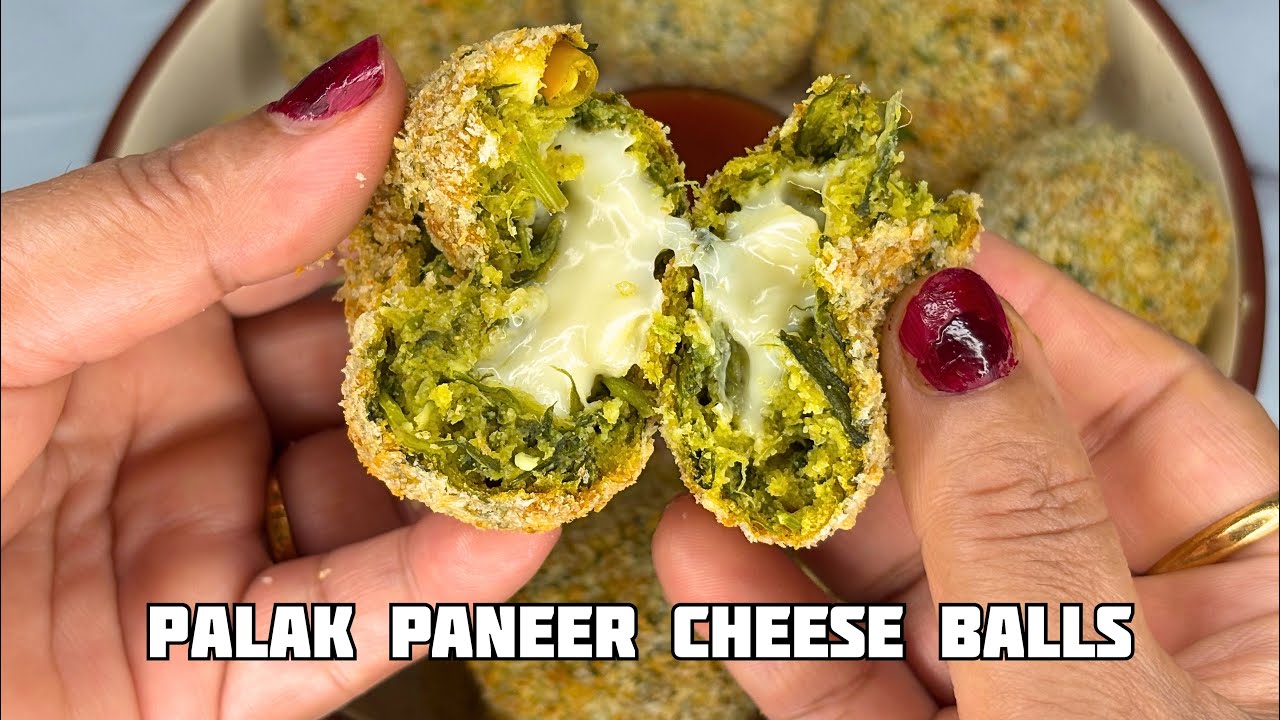 Air fried Palak Paneer Cheese Balls Recipe | How to make Palak Paneer Cheese Balls in Air Fryer 