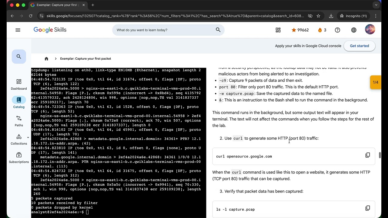 Exemplar: Capture your first packet