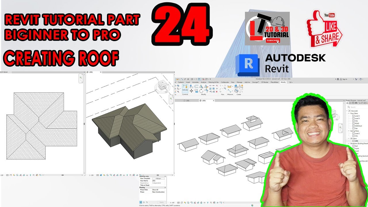 REVIT TUTORIAL BIGINNER TO PRO PART 24: CREATING ROOF