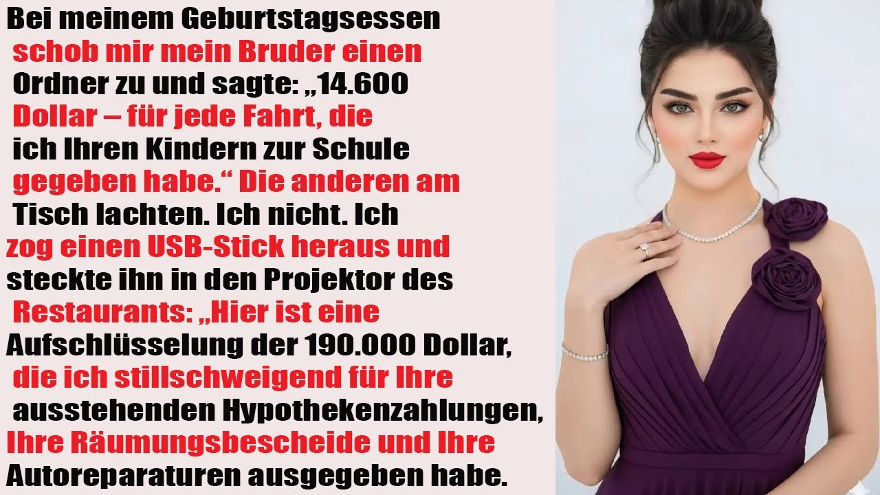 An meinem Geburtstag reichte mir mein Bruder eine Rechnung über 14.600 € – für jede Fahrt