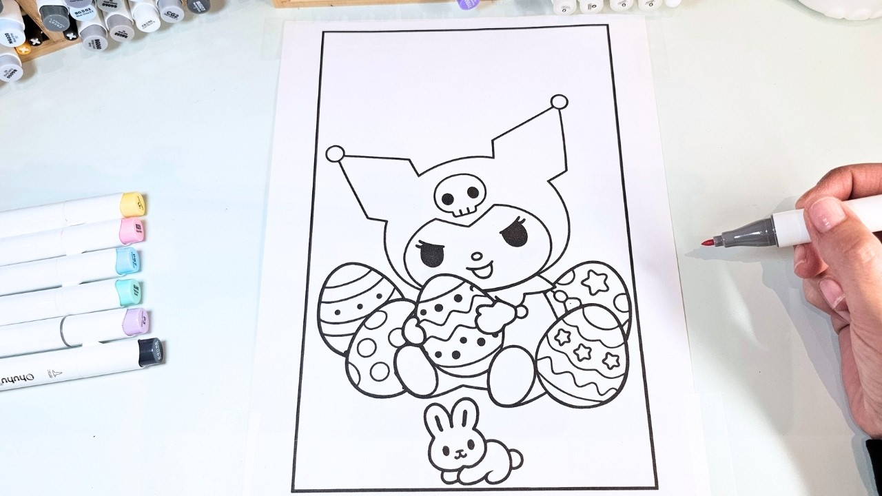 Coloring Cute Kuromi Easter Eggs 🐣 Satisfying Marker Coloring