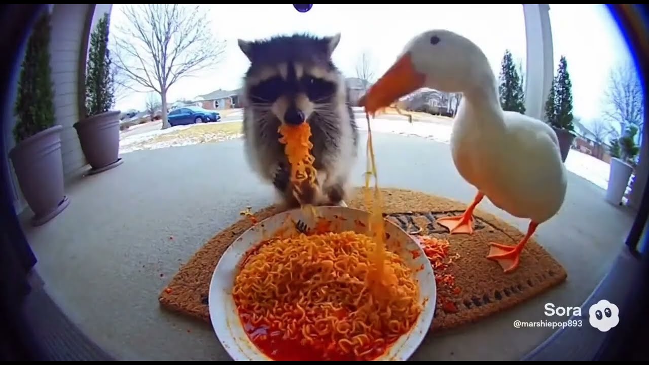 Predators react to SPICY noodles… caught on Ring camera: Funny CCTV compilation 