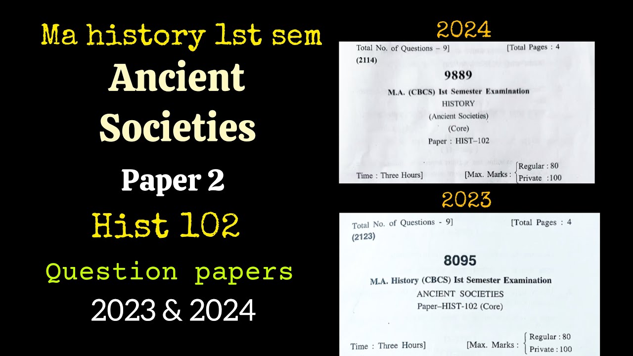 hpu MA history semester 1 paper 2 ancient societies 2023-2024 previous year question paper #ma #pyq