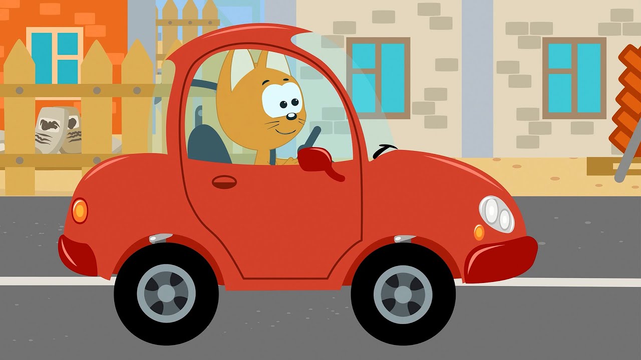 Behind The Wheel - Meow Meow Kitty - Cars and animals song for babies