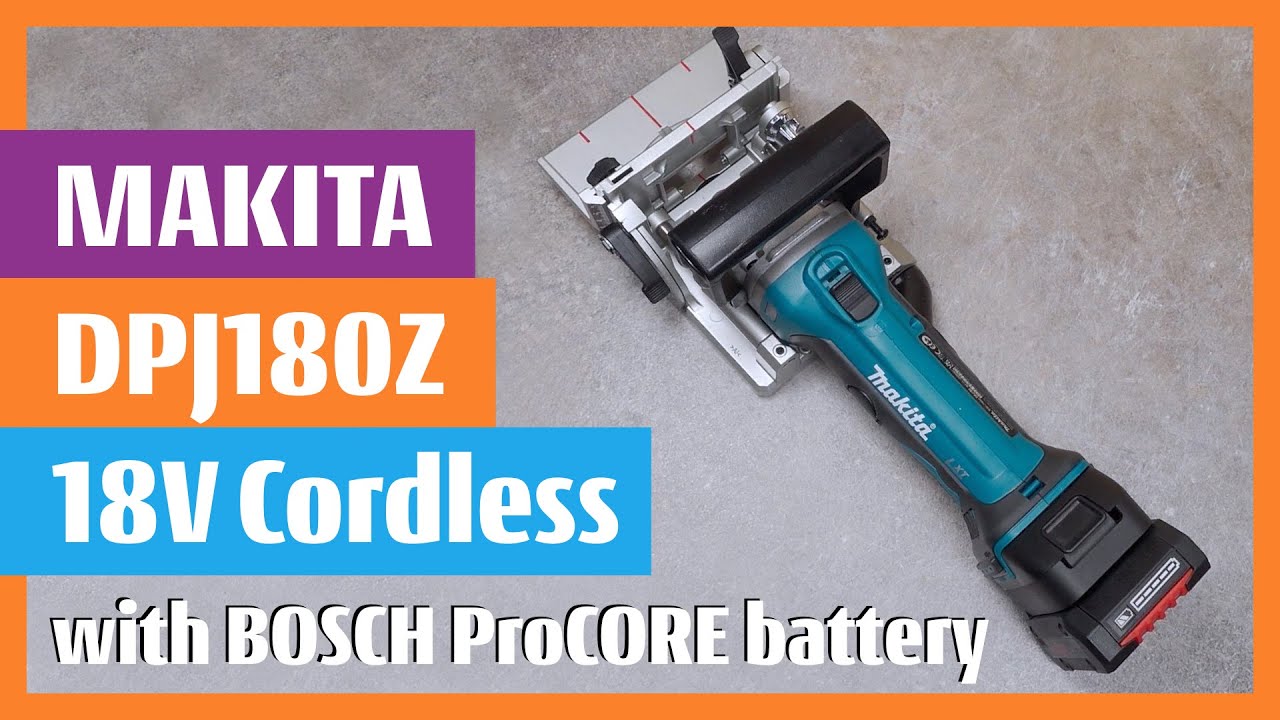 Makita DPJ180Z 18V Cordless Plate Biscuit Joiner with BOSCH ProCORE battery BS18MZ accu adapter