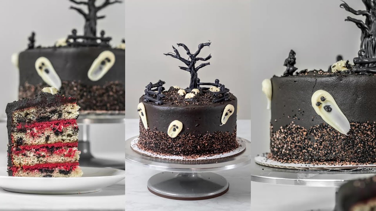 Halloween Graveyard Cake Decorating | Bake with Joy