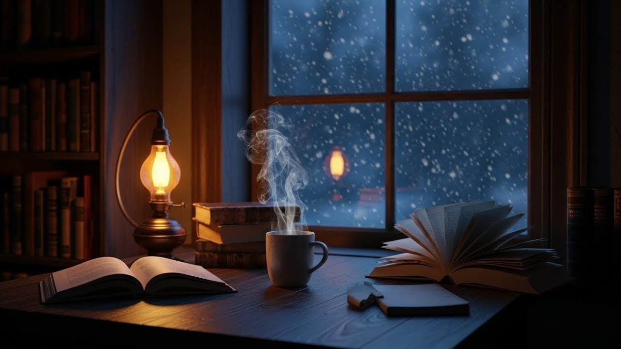 눈 내리는 서점 창가, 깊은 몰입을 위한 기타 선율 | Snowfall Serenade at Room 302