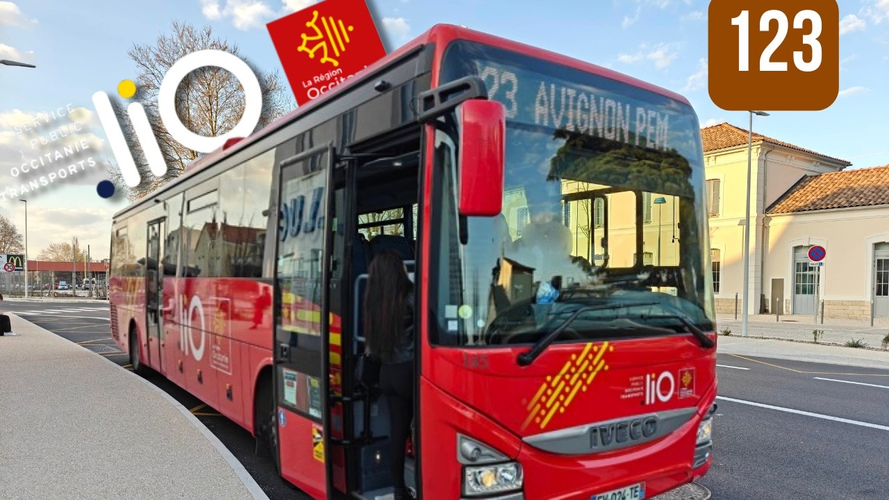 À bord d'un Iveco Crossway Line sur la ligne 123 du réseau liO Gard ( Engine Sound)