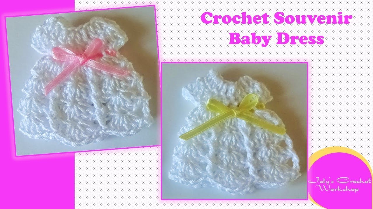 Crochet Souvenir Mini Dress for Baby Shower - Baptism - Christening