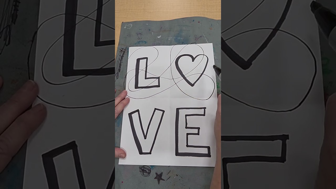 Robert Indiana inspired art with neurographic lines.