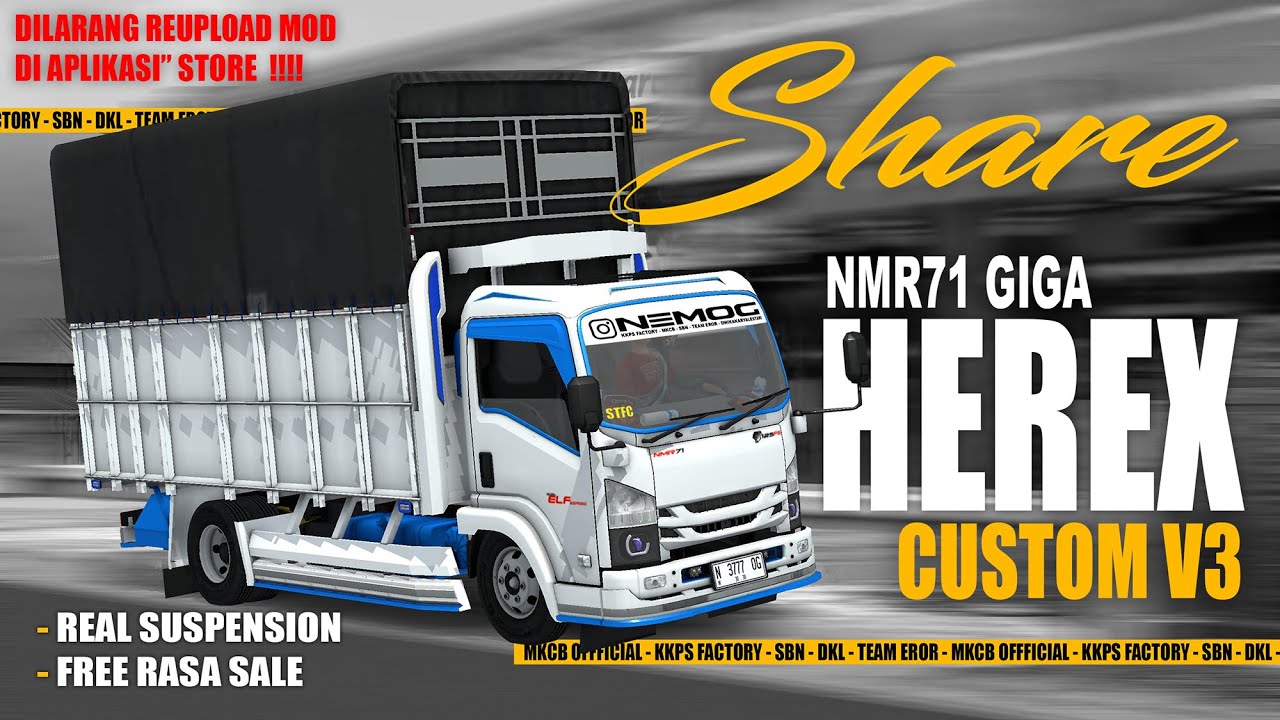 SHAREE!!!! MOD NMR71 GIGA HEREX (CUSTOM V3) || REAL SUSPENSI || BUSSID MOD INDONESIA
