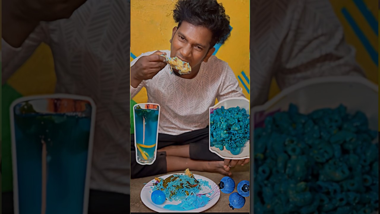 24 hours Blue food challenge💙👍🩵💯#food#foodchallenge#bluefood#24hourschallenge#tiyavlogs21#shorts