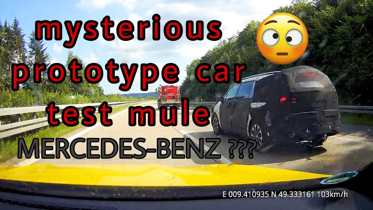 mysterious prototype car / test mule Mercedes passed on german Autobahn
