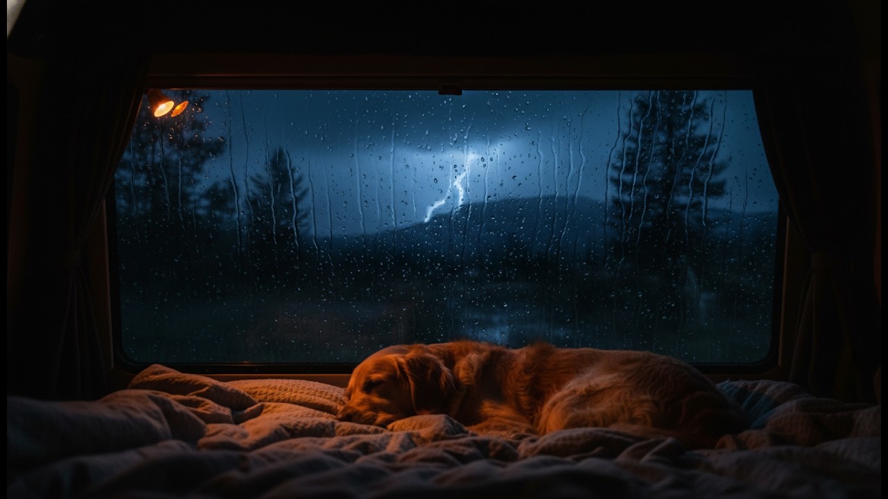 SOLO VAN LIFE: Sleeping in a VIOLENT Rain Storm with my Dog ⛈️ Ultra Cozy ASMR
