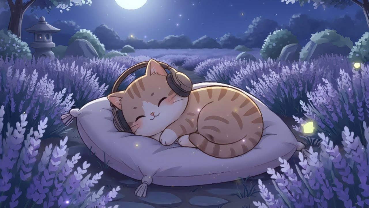 1 Hour Deep Sleep Music | Lavender Garden Night 🌙| Soft Sleep & Relax Music | Cozy Background Music