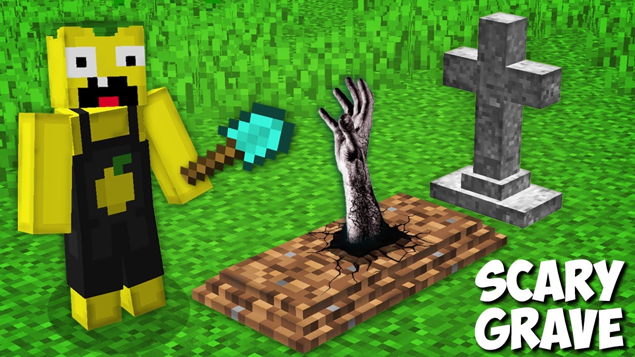 I found SCARY GRAVE INSIDE WHICH SOMEONE LIVES in Minecraft ! SCARY CEMETERY !