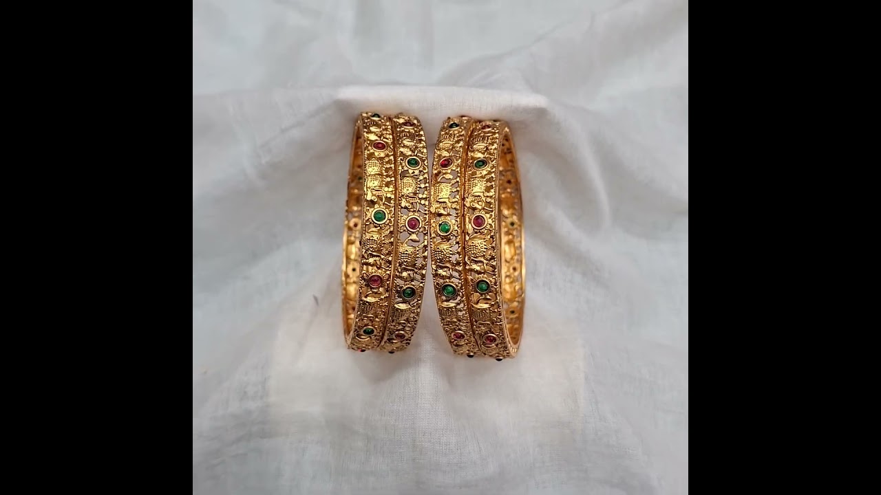 Mehak Curators Kemp Antique Elephant Inspired Bangles | Matte Gold Plated  | Traditional Jewellery