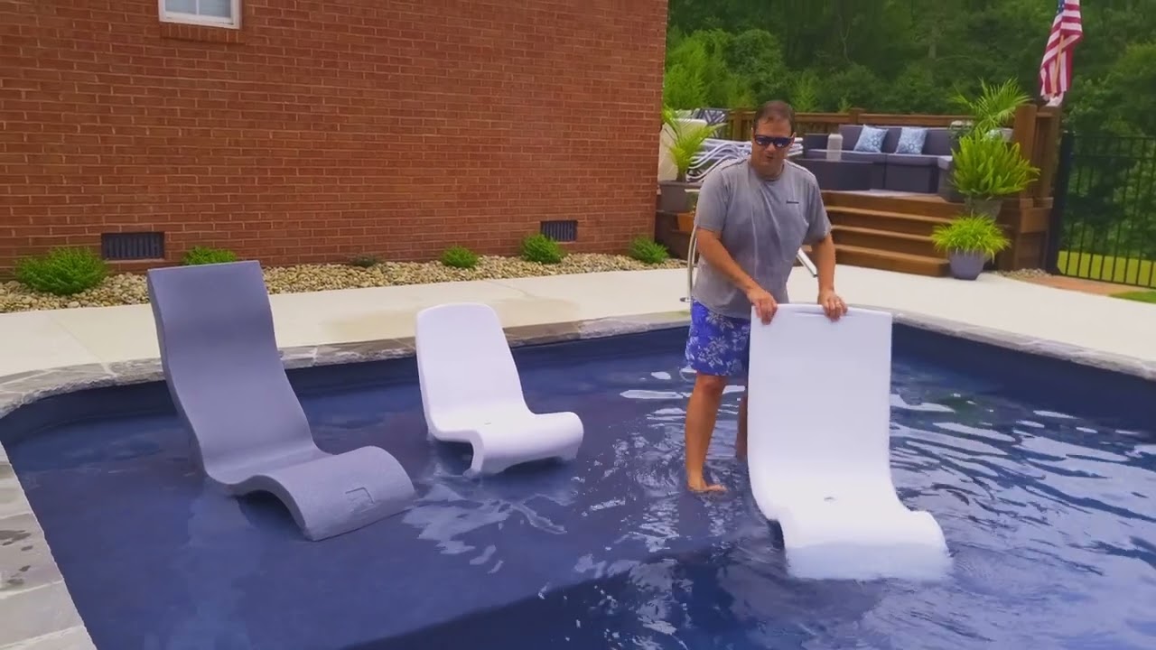 Part 3 of 4:  Comfort of 3 In-Pool Chairs for the Sun Shelf (aka. tanning ledge, baja shelf)
