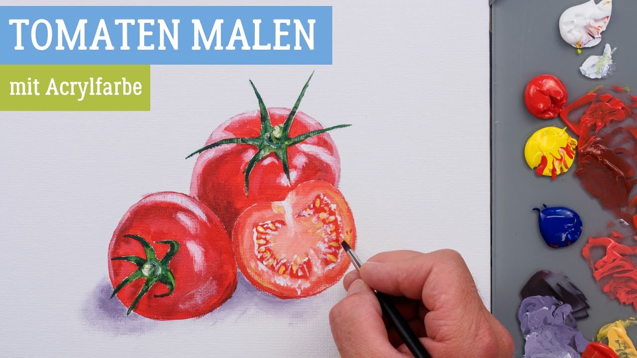 So einfach kannst du Tomaten mit Acrylfarben malen - Schritt für Schritt erklärt