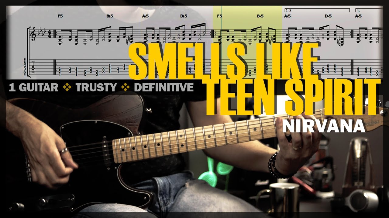 Smells Like Teen Spirit | Guitar Cover Tab | Guitar Solo Lesson | Backing Track w/ Vocals 🎸 NIRVANA