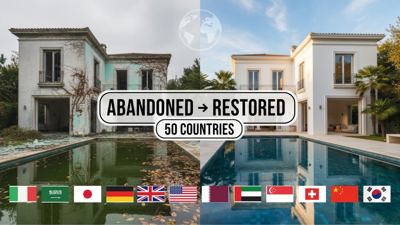 Restoring Abandoned Villas Around the World 🌍 | From Forgotten Ruins to Luxury Homes