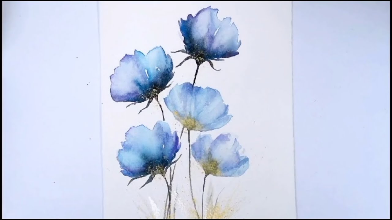 Loose watercolor painting | Watercolor Blue Floral Painting | Relax and Paint
