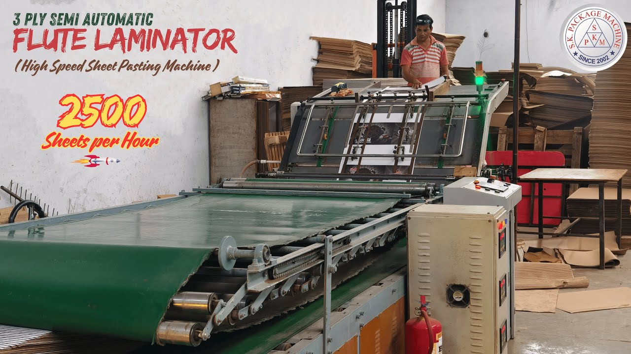 3 Ply Semi-Auto Flute Laminator Machine (High Speed Sheet Pasting Machine) 2500 Sheets per Hour 🔥⚡