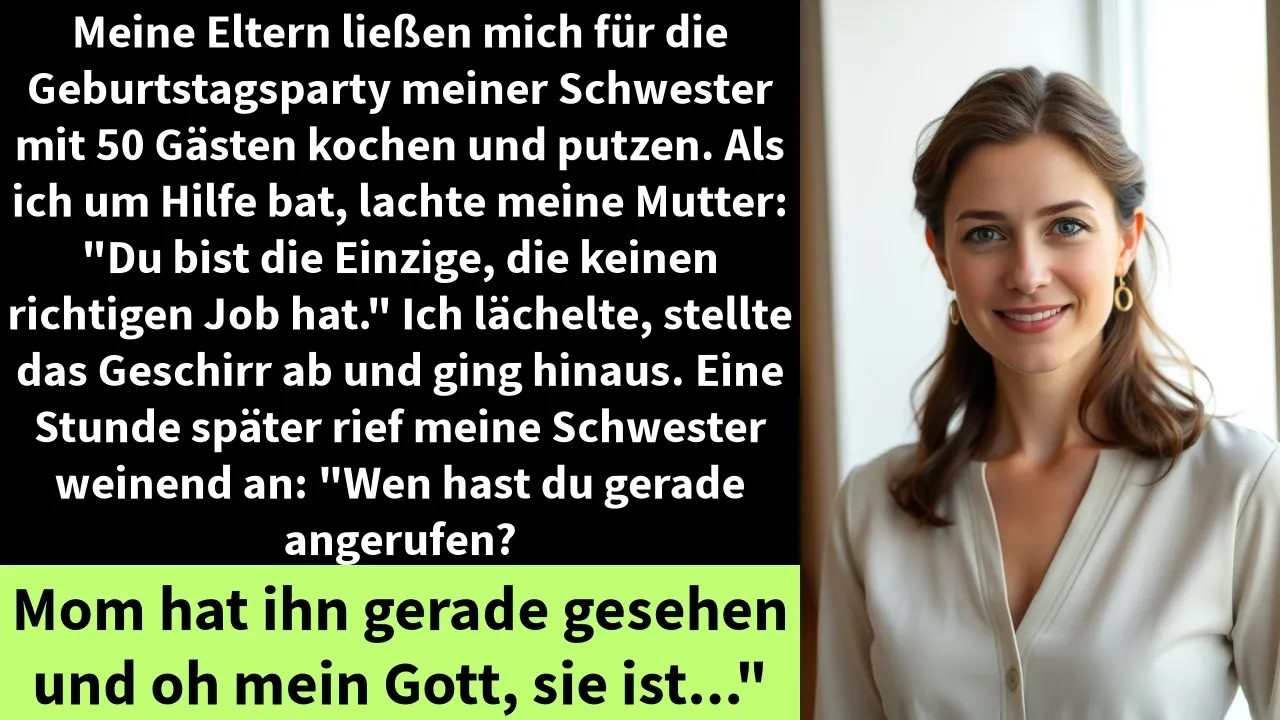 Meine Eltern ließen mich für die Geburtstagsparty meiner Schwester mit 50 Gästen kochen und putzen.