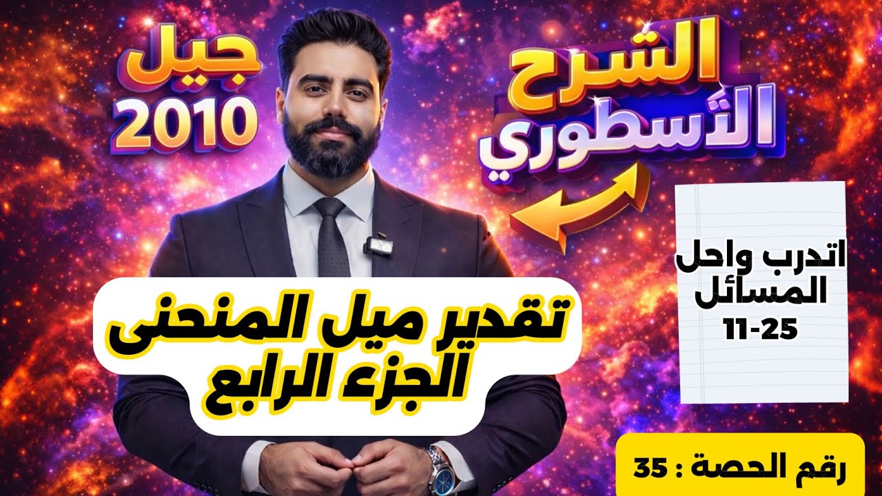 ( 35) تقدير ميل المنحنى (4)  -وحدة المشتقات - رياضيات العاشر - الاستاذ باسل الصرايره 