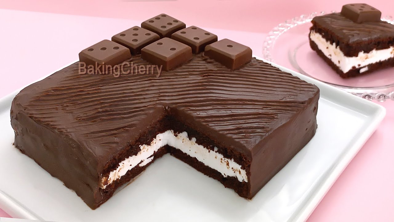 Fluffy Chocolate Cake with Marshmallow Filling That Melts in Your Mouth!