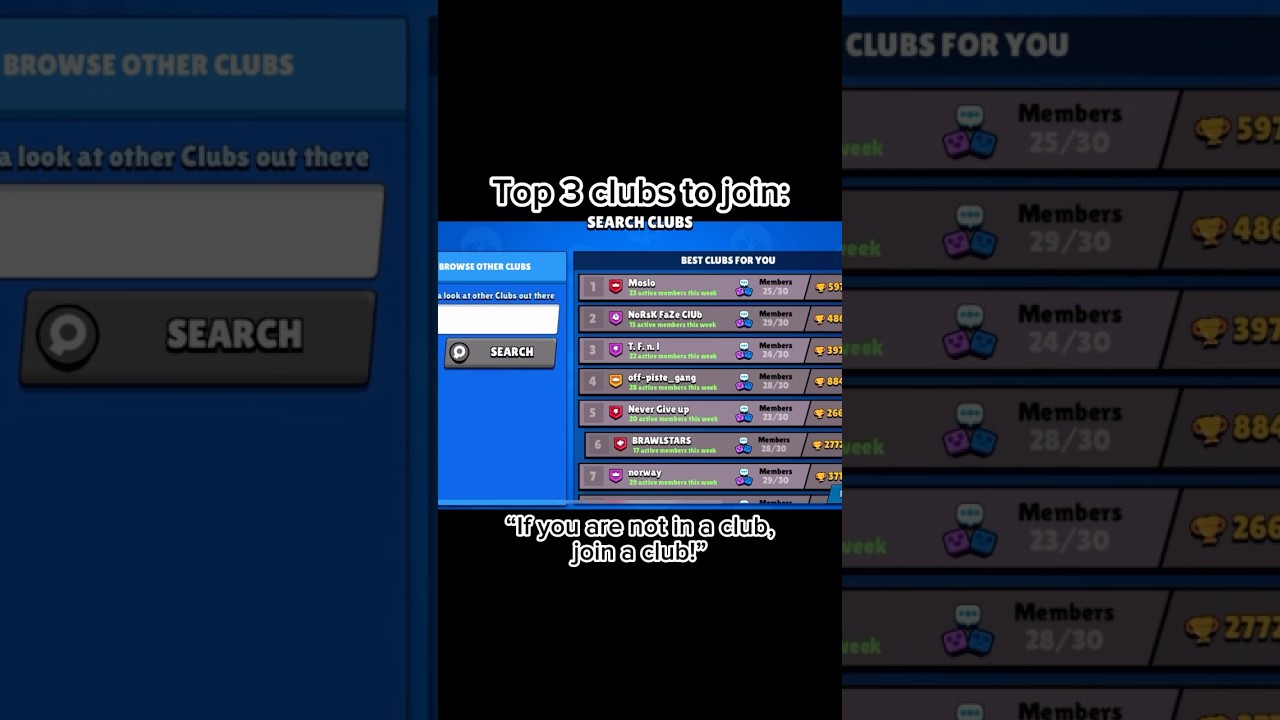 Three good clubs to join in brawl stars #brawlstars #supercell #shorts