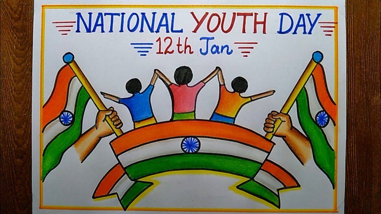 National Youth day poster drawing easy,12 Jan | Youth day poster drawing step by step