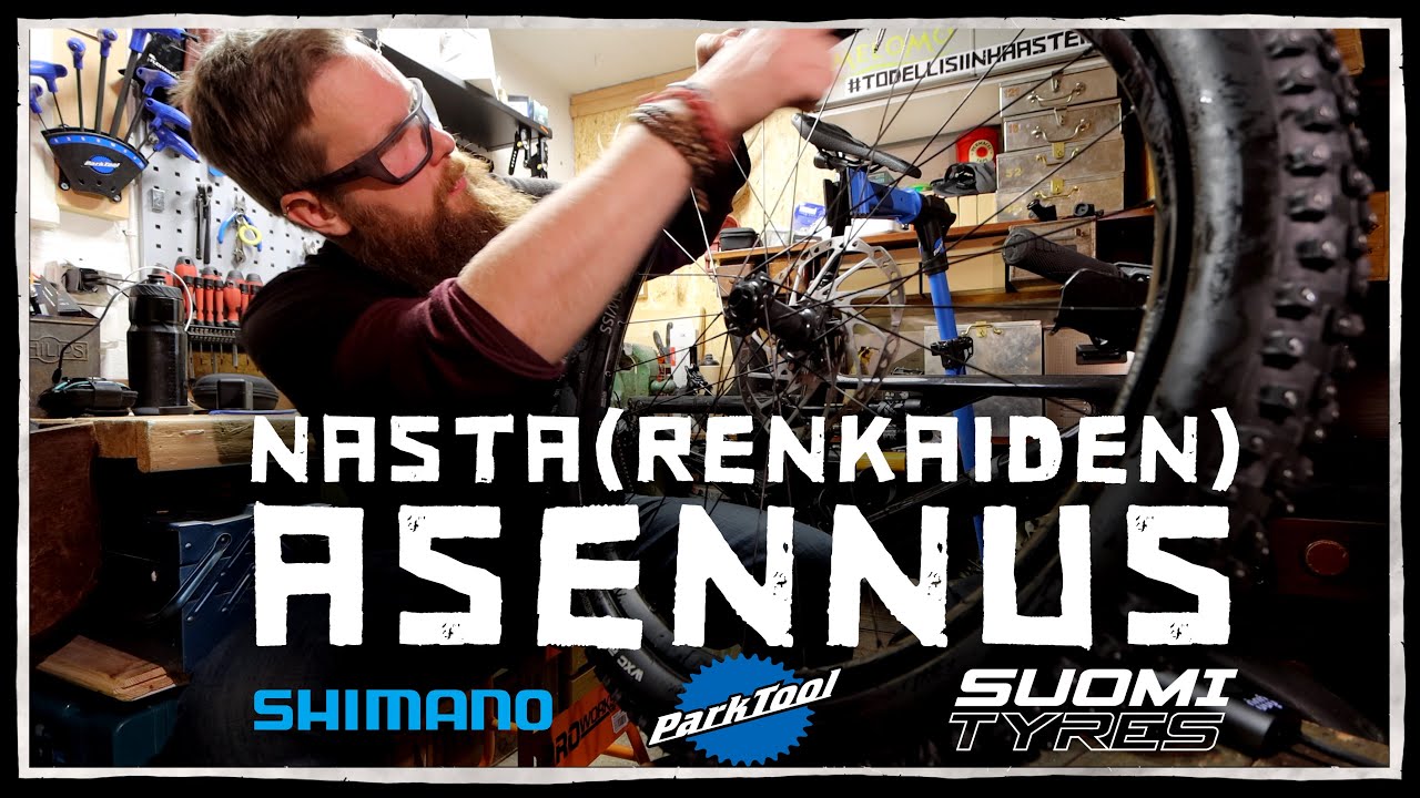 Nastarenkaiden (Suomi Tyres - Piikkisika & 45NRTH Dillinger 5) asennus (Canyon Spectral:ON & DUDE)