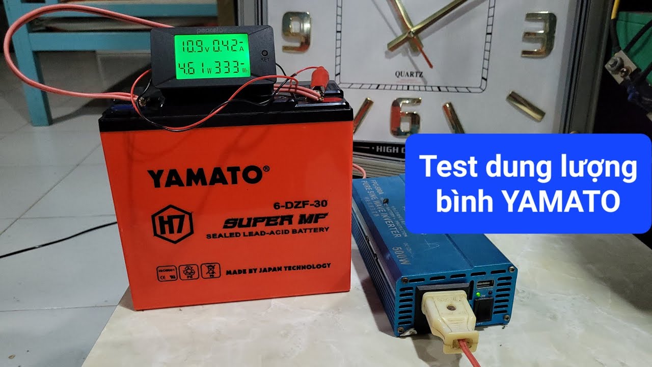 Test dung lượng thực Bình YAMATO 12V ~ 30ah Màu cam - Đam mê năng lượng